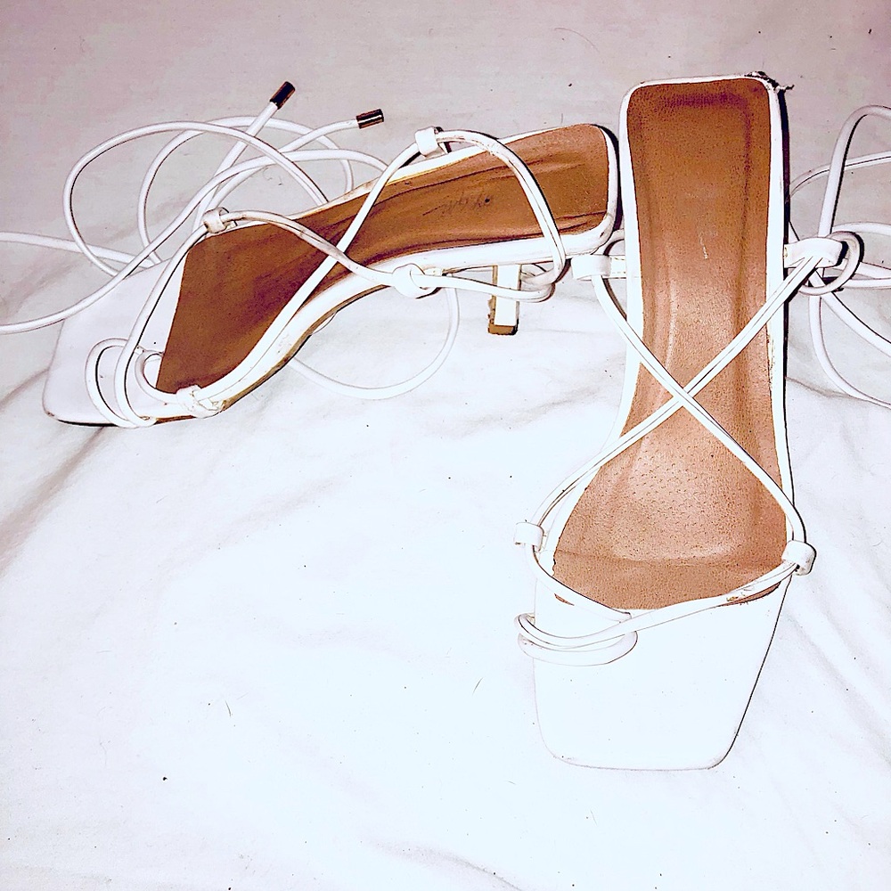 White strappy heels